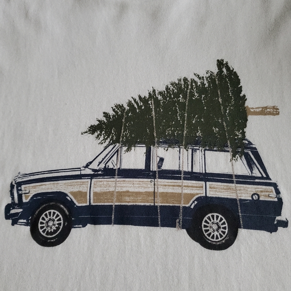 J Crew Factory Holiday Wagoneer Graphic Tee 100% Cotton White Size M